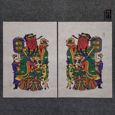 正宗开封朱仙镇年画手工当朝一品天官赐福鹤林堂全新年画创作