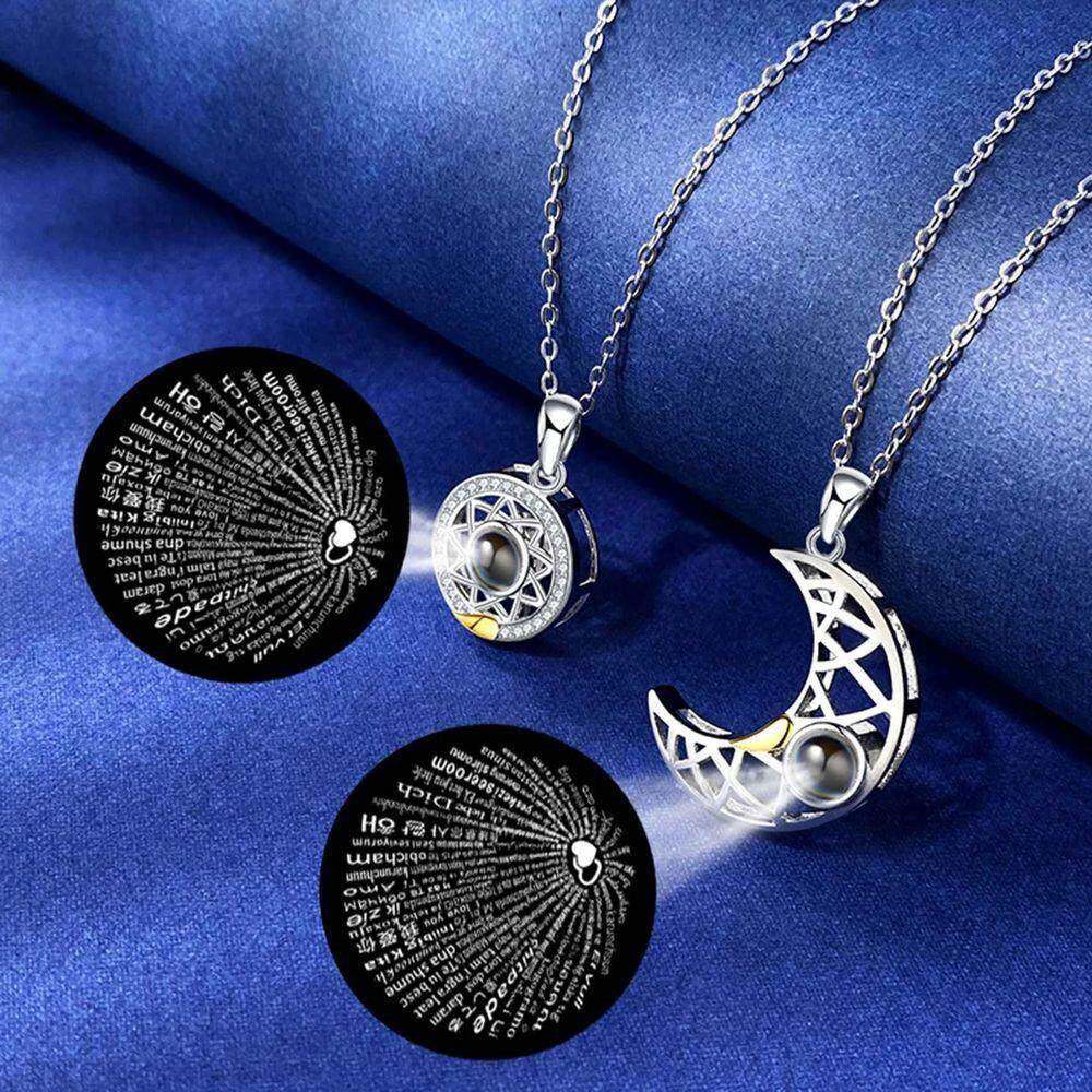 Fashion Couple Matching Necklace Sun Moon Necklaces for Love - 实物图