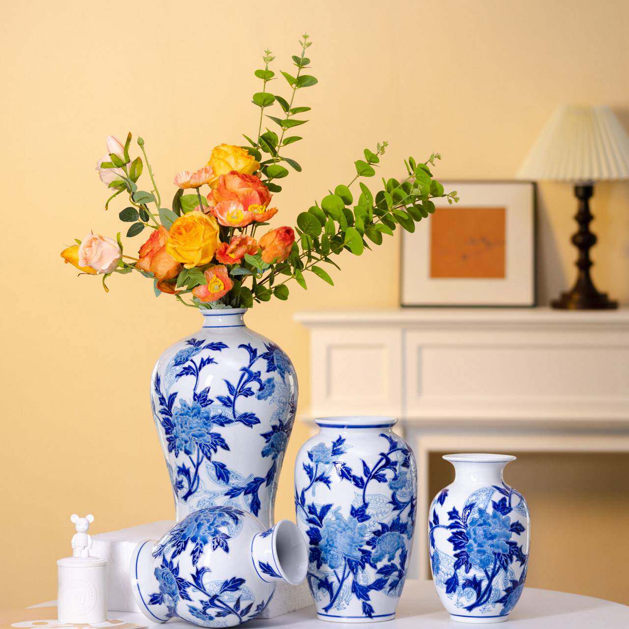 景德镇陶瓷花瓶摆件客厅家居饰品仿古中式装饰干花插花瓶花盆摆件