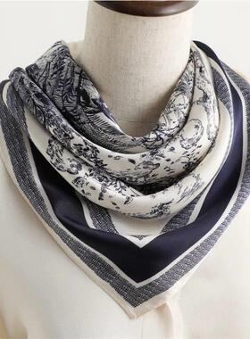 1pcs 70cm Plant-printed Silk Scarf Women Simulated Silk Eleg