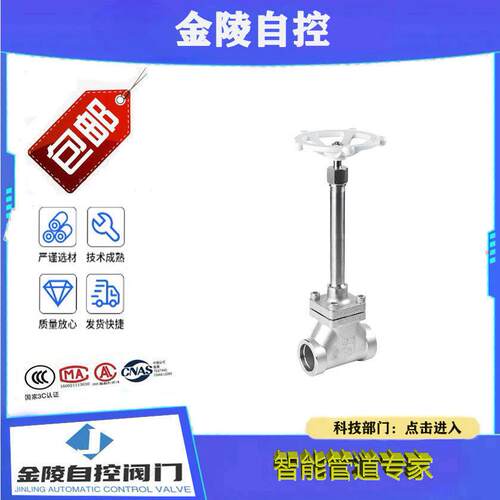 304不锈钢超低温截止阀DJ61F-40P液氮液化天然气加长杆低温阀门