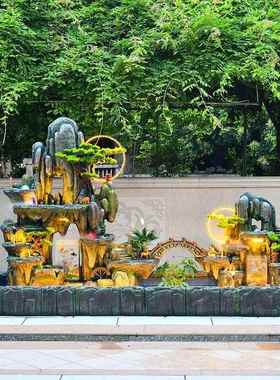 大型庭院假山流水喷泉风水轮阳台办公室摆件别墅户外花园鱼池造景