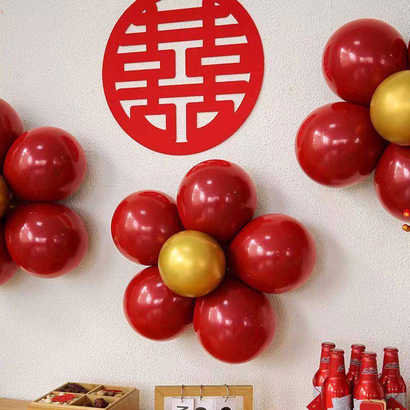 日结婚用气球 庆品 花朵气婚佐致(收球婚房装饰生派对场景布置拍