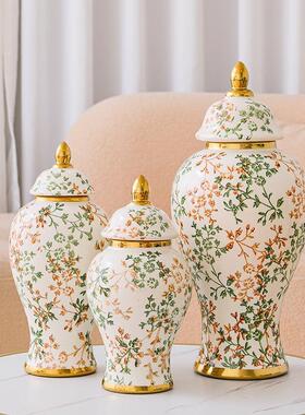 复古高档新式彩绘青花陶瓷花瓶创中意QG古水仿厅培客插花装饰品摆