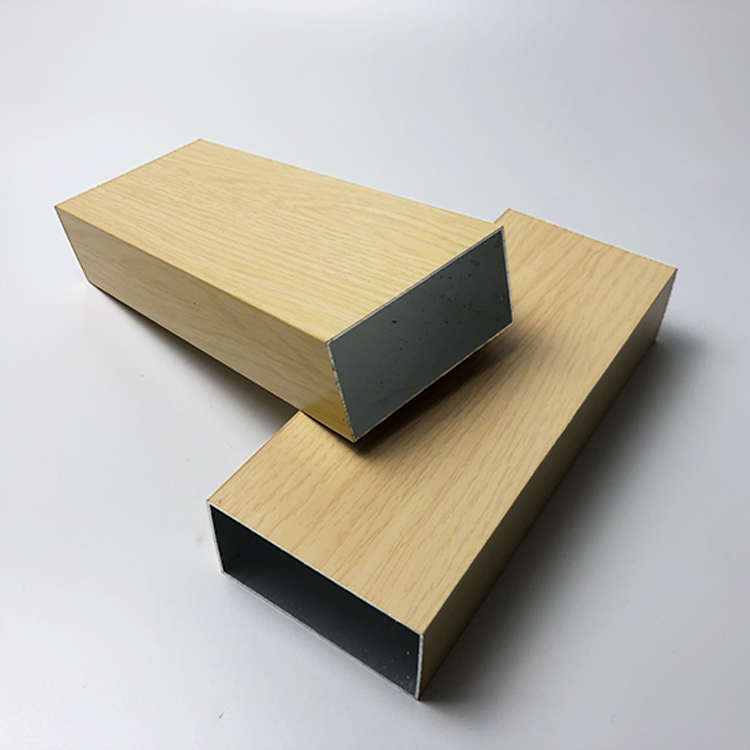 现货浅木纹铝方管樱桃木铝方通铝合金方管装饰橡木色隔断口型扁