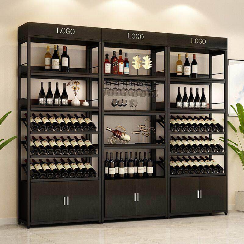 红酒柜家用酒架酒吧落地柜收纳铁艺展示架置物架酒杯欧式葡萄酒架