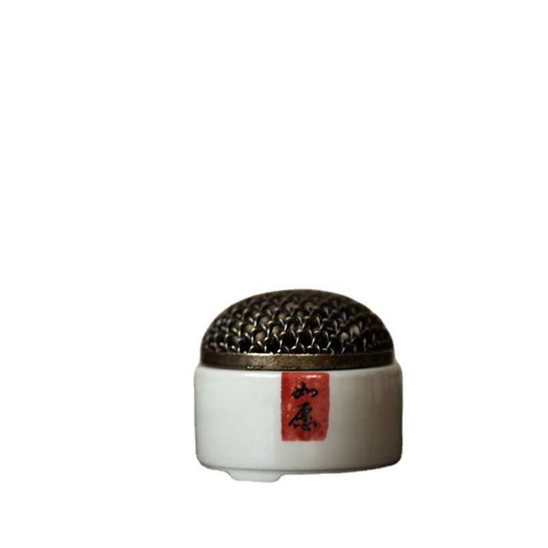 手绘陶瓷小香炉带盖香薰炉香器香插香道配件茶室檀香沉香炉香托