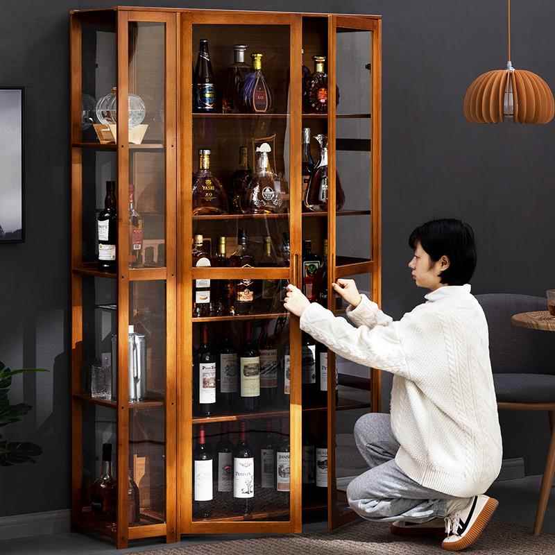 #酒柜展示约柜现439DGNZW简餐边柜网红酒架欧式家用实木客代厅靠
