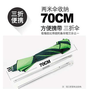 2024三折叠钓鱼伞加厚银黑胶防晒雨风万向遮阳垂钓鱼伞多功能便携