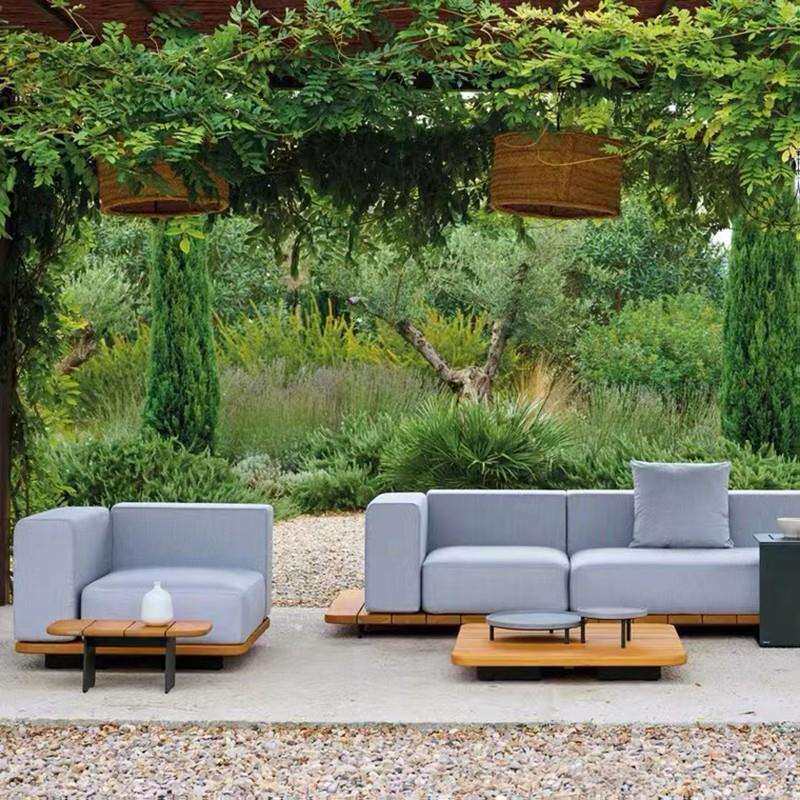 北欧户外柚木沙发庭院阳台露台别墅阳光房酒店实木防水防晒家具