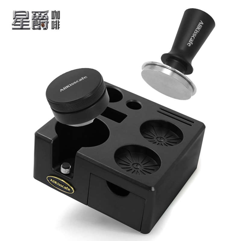 咖啡压粉器底座51mm58mm布粉器收纳座多功能带抽屉意式吧台器具