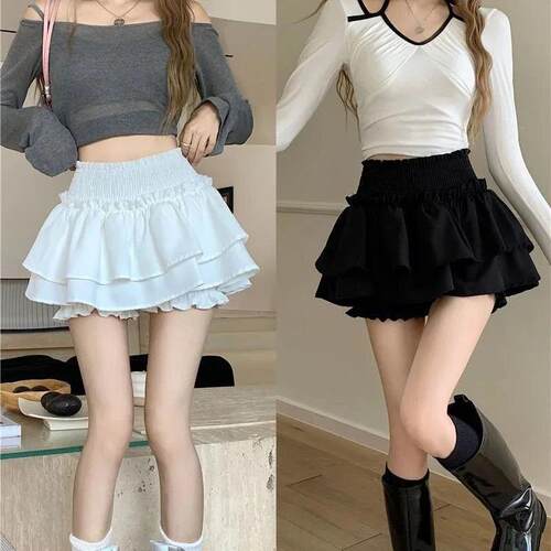 U 65831 White Ballet Skirt with Ruff 白色荷叶边短裙