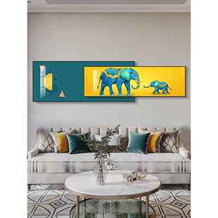 网红吉象如意客厅饰画发轻装大气沙后面背景墙奢挂画叠现代抽象加