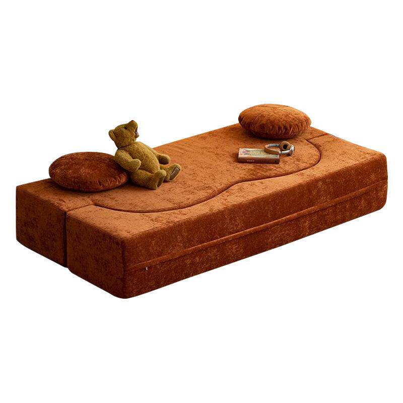 压缩沙发简约风小户型客厅双人位可翻折方块麻布材质布艺懒人沙发