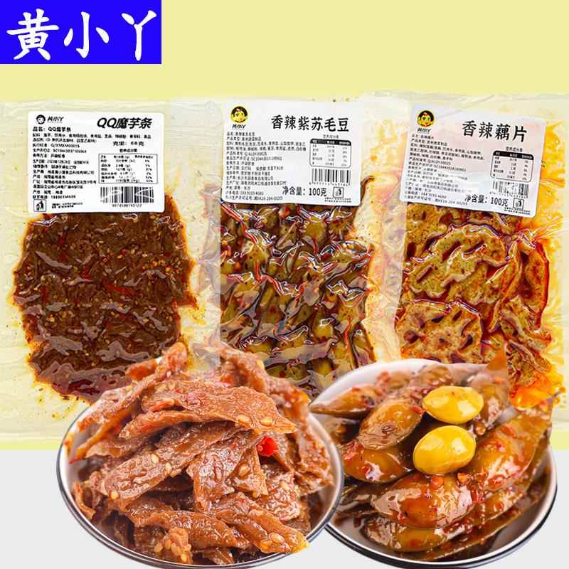 黄小丫QQ魔芋条香辣紫苏毛豆湖南口味零食小吃开胃小菜下酒菜