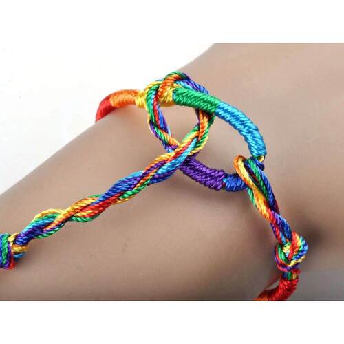 10 Pcs Multicolor Thread Braided Bracelet Rainbow Color Luck