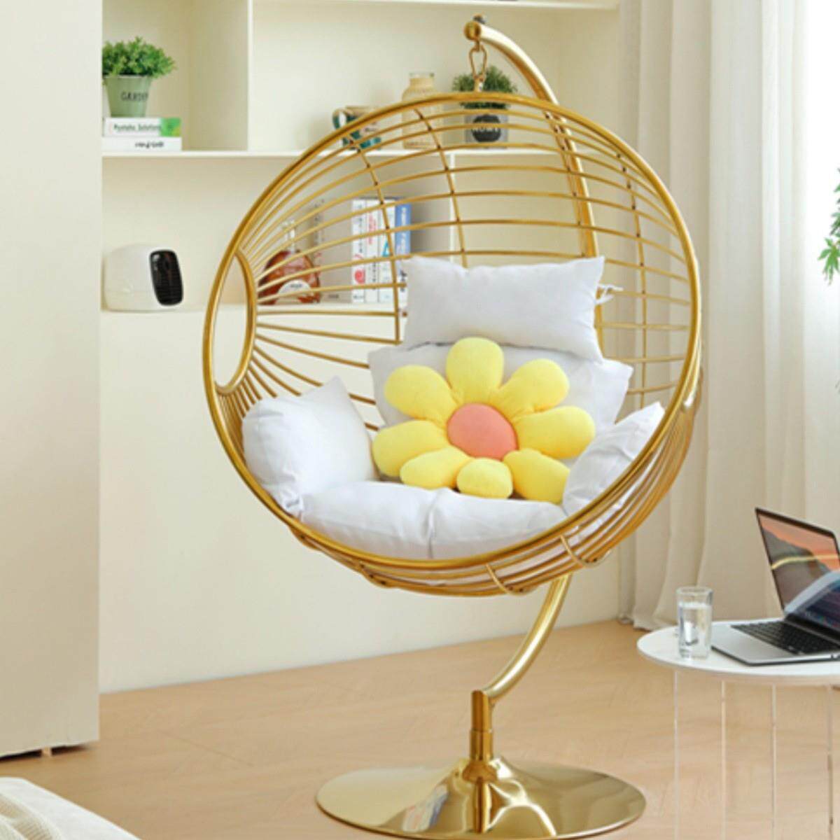 奢阳台吊椅悬不锈钢金属吊篮成人家用摇DAT户外篮秋千吊床挂摇椅