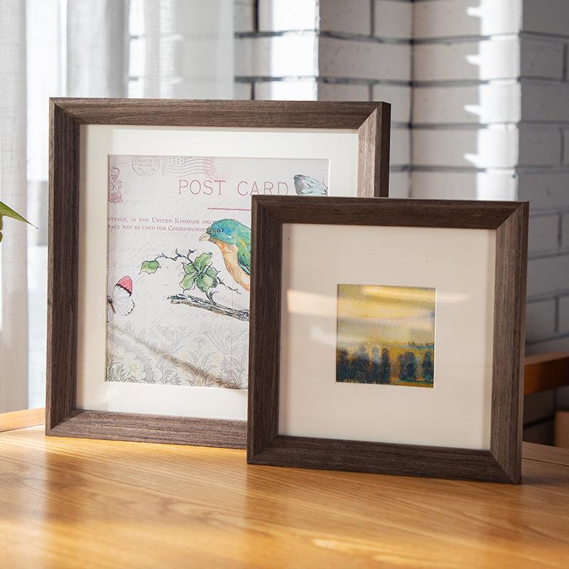 简约松木实木相框正方形宣纸书法装裱diy框挂墙画框架工厂