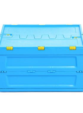 蓝色60-34加厚带盖塑流胶折叠周0转箱汽0配仓储物中ARA转折叠塑料