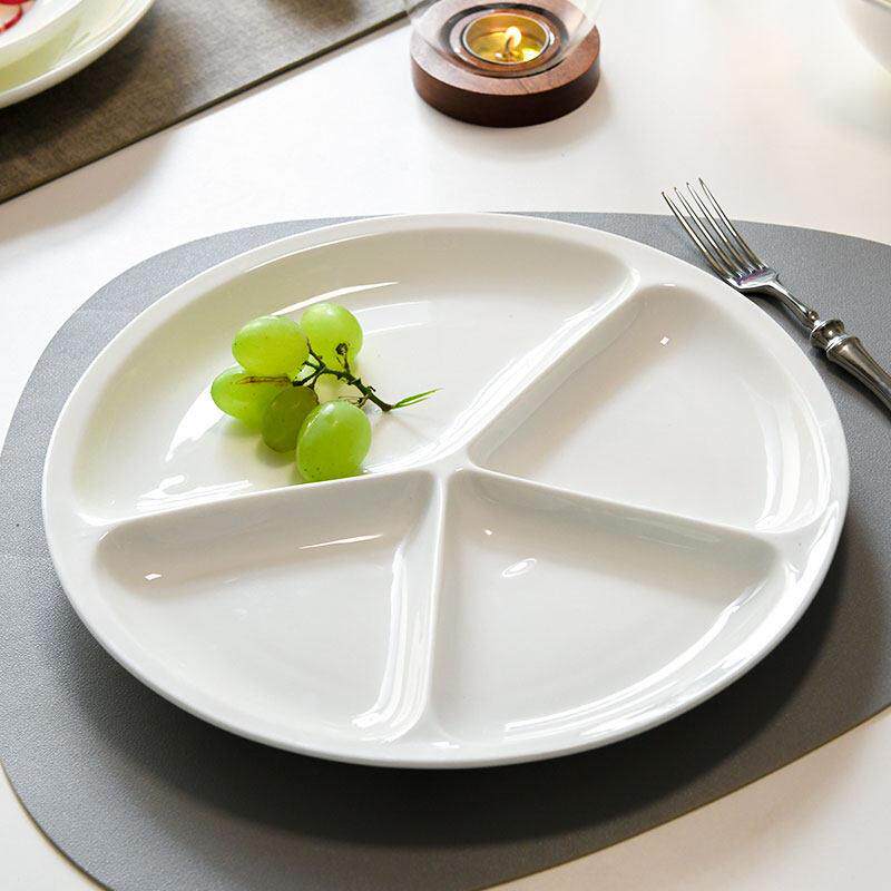 隆玫格骨瓷分格盘家用减脂定量分餐盘陶瓷盘拼盘餐具三格四格盘子