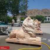 房子入口装 采购产品一对欧洲石狮 大理石日落红蓝石银行商店门