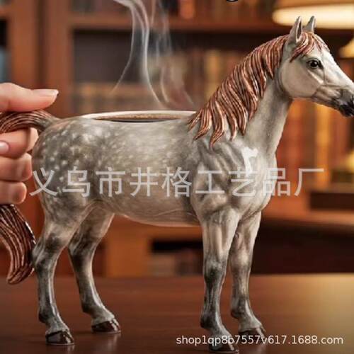 跨境新品Handmade Unique Horse Mug创意个性动物马树脂杯子