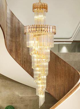 楼梯吊灯酒店别墅长吊灯客厅水晶灯现代简约奢华复试楼中楼大吊灯