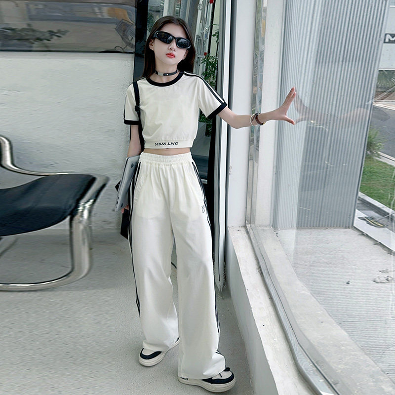 皮皮妞女大童爵士舞服装夏季套装