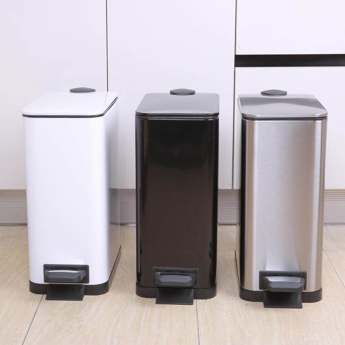 时尚欧式带盖窄卫生桶