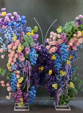 巨型蝴RPC蝶立体美陈装型饰场布景大蝴彩色diy仿真花蝶路引摆商件