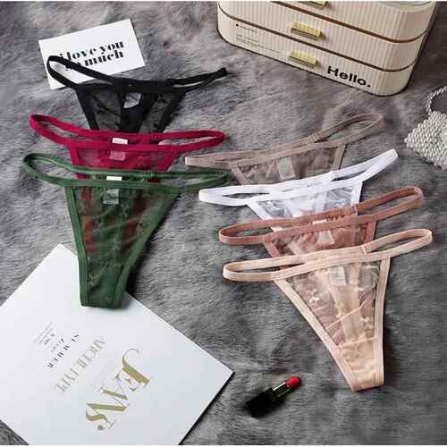 Women Mesh Thong Floral G-string Panties Ladies Sexy T-Back