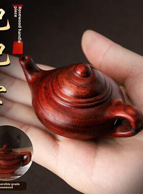 紫檀木手柄锅柄件潜水级纯天然绿色檀木麻将创意礼品手工编织挂绳
