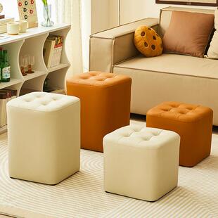 小凳子家用客厅高级感茶几沙发凳小矮凳结实猫爪皮耐磨换鞋凳坐墩