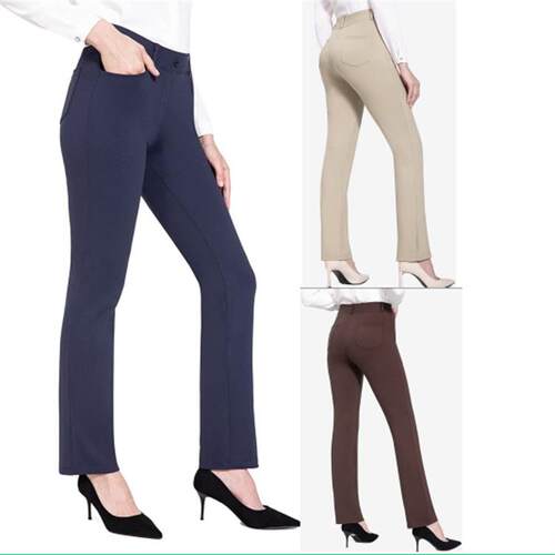 Elastic yoga pants with high waisted flared pockets