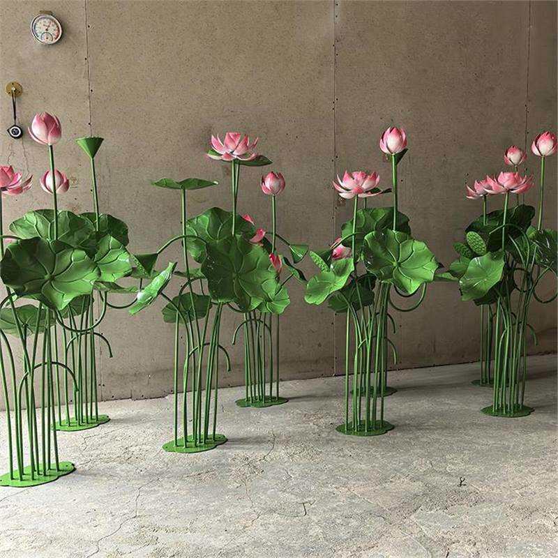 婚庆装饰真花路引创意莲花荷叶荷花莲叶创意立体铁艺装饰摆件绢花