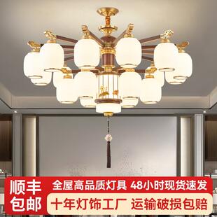 新中式复式楼客厅吊灯奢华大气实木中国风别墅楼梯跃层中空大厅灯