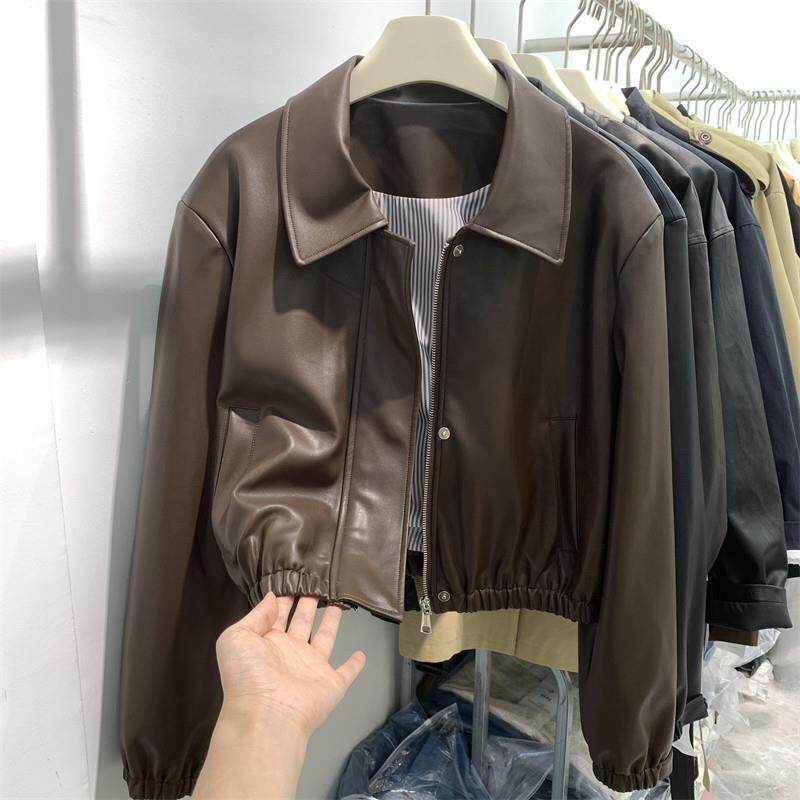 香港短款皮衣外套女春秋2025新款高级感炸街复古机车服皮夹克上衣