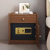 简约现代实木床头柜保险柜一体收纳厨房桌面柜家全头用置藤物架编