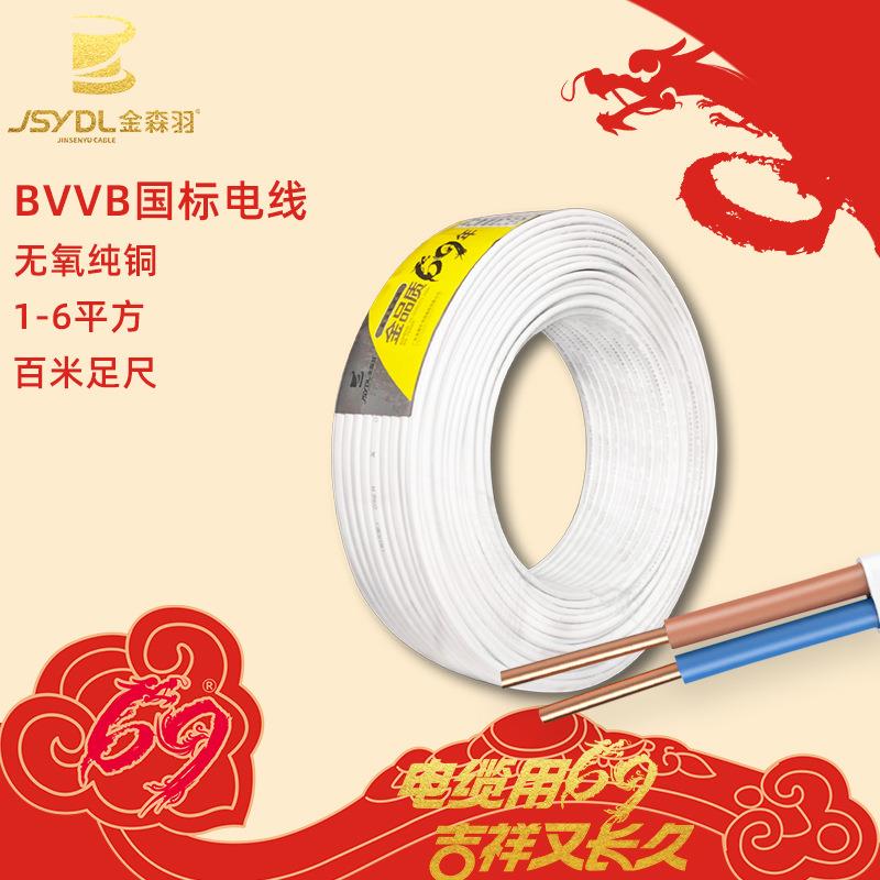 国标BVVB双芯电线电缆线2芯护套线家装家用工程铜芯线铜电线