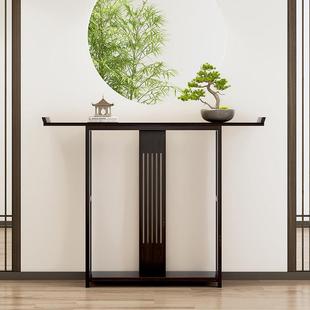 新中式实木玄关桌禅意供桌入户玄关台置物架复古长条案门厅玄关柜