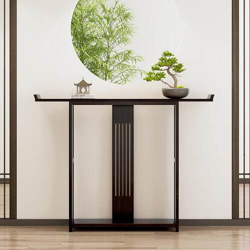 新中式实木玄关桌禅意供桌入户玄关台置物架覆古长条案门厅玄关柜