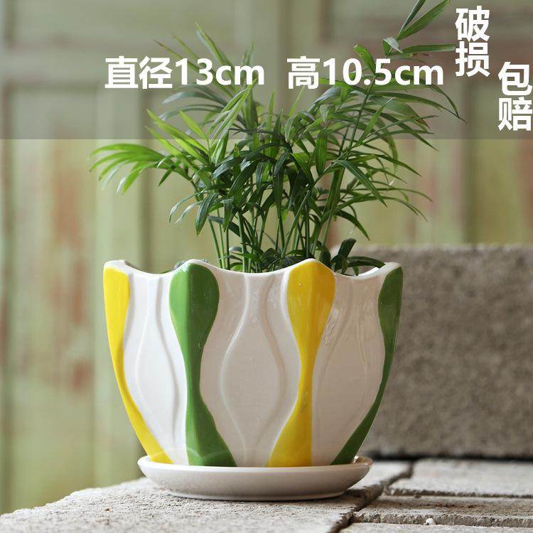 花盆陶瓷家用吊兰发财树绿萝蝴蝶兰虎皮兰盆栽盆子多肉花盆特大号