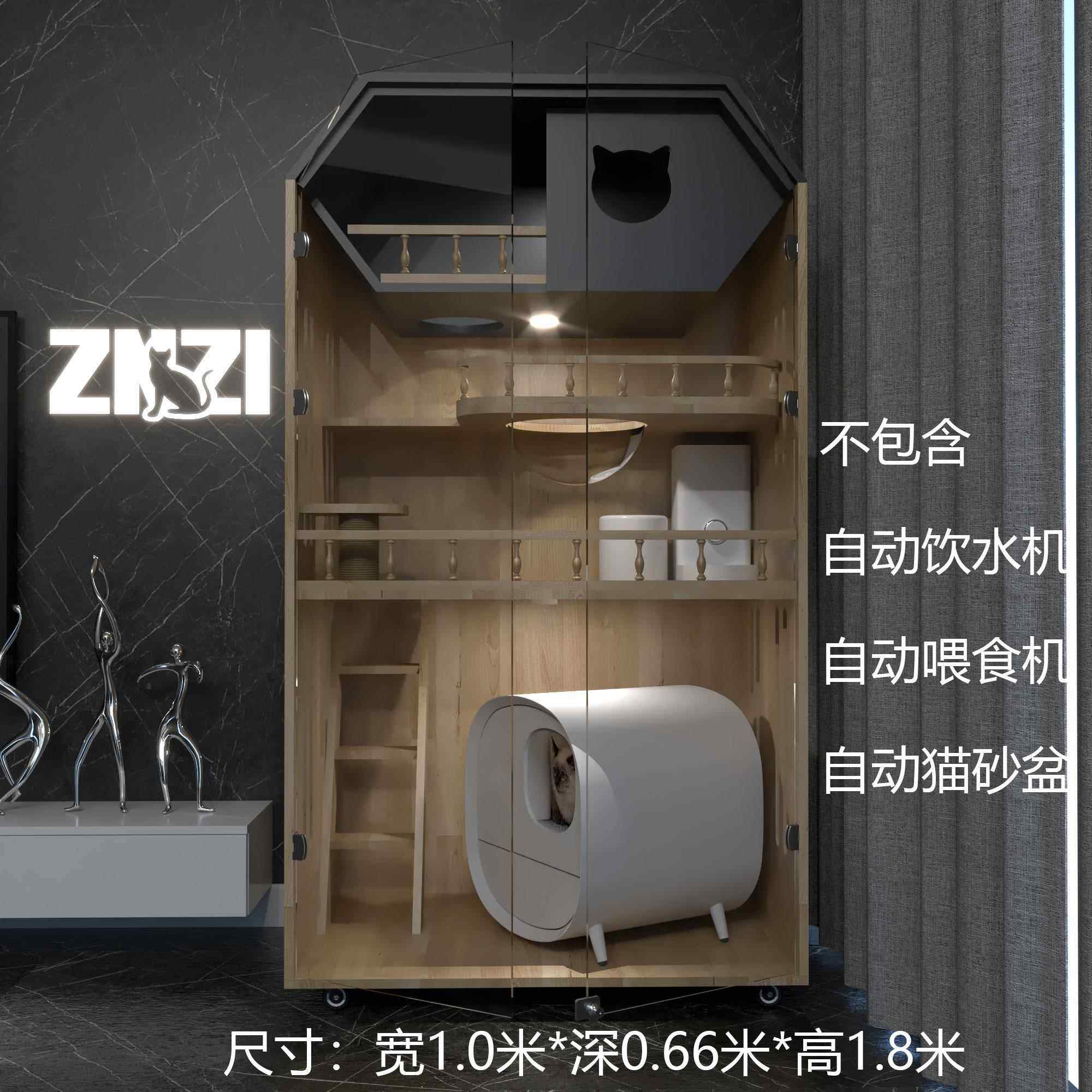 高档ZNI新款简实约全三Z层猫笼猫别墅猫舍木猫柜定制豪华家用