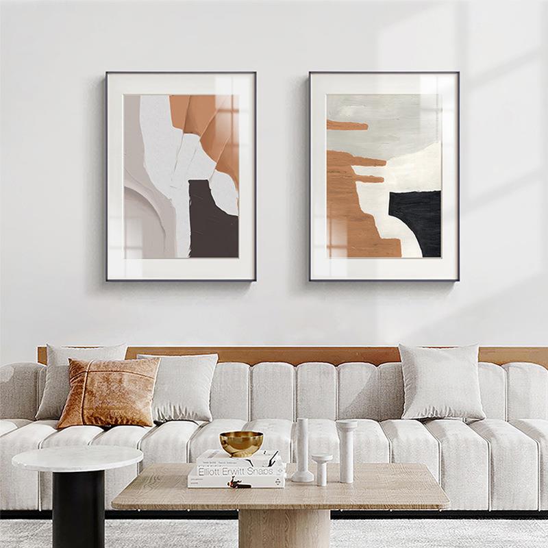 板橙现代简约厅客装饰画抽象艺术挂画明橙色壁画QB202211肌理感样