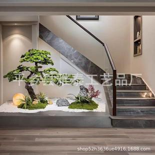 迎仿客松真树景造假树4444 479室内绿植景大型罗汉松摆件楼梯下橱