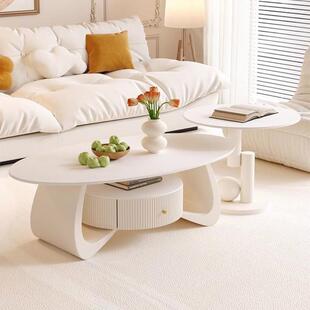 奶油风极简岩板茶客厅几家用茶几网爆红款224新款轻奢TIK453450茶