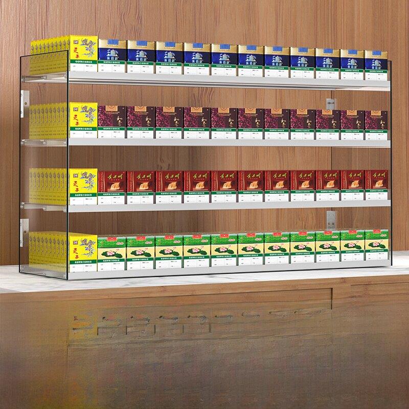 厂家批烟架 亚克力两层3层便利店超市自动推烟器展示架挂墙式烟柜