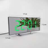 曲面屏电子桌面客厅大屏幕时钟LED镜面床头卧室学生静音夜光闹钟