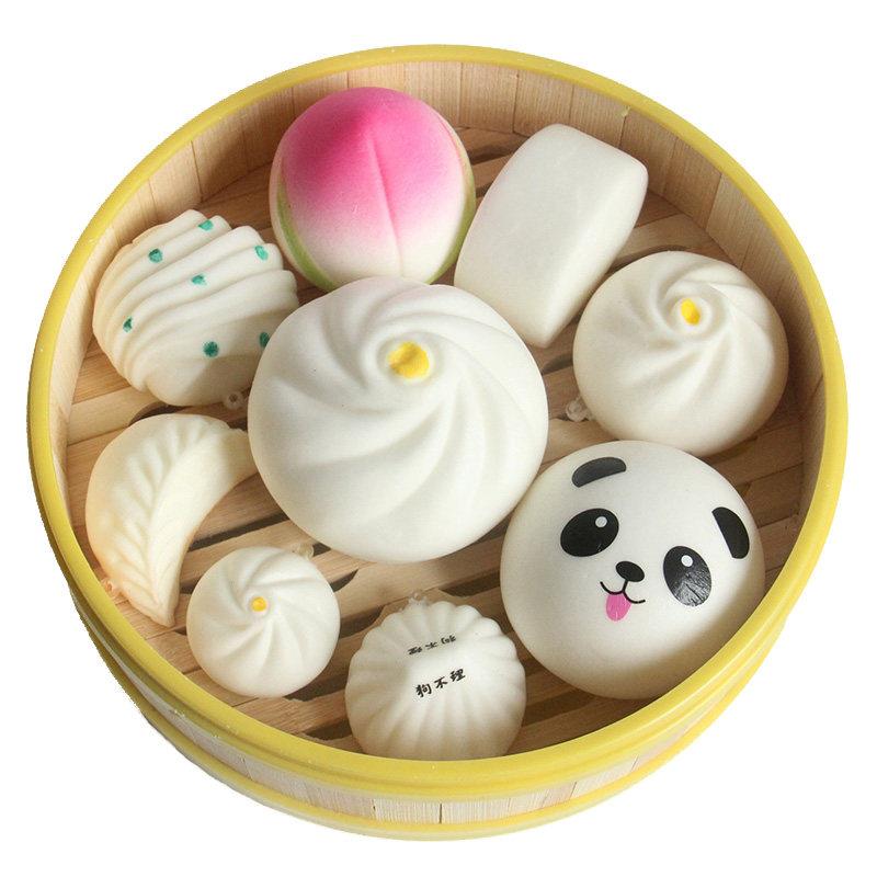 仿真包子馒头花卷软的假食物模型饺子蒸笼玩具幼儿园点心道具套装
