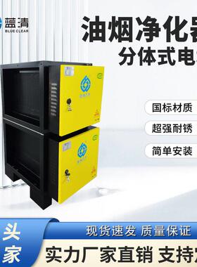 蓝清餐饮业环保吸油烟净化设备不锈钢静电式饭馆厨房油烟净化器